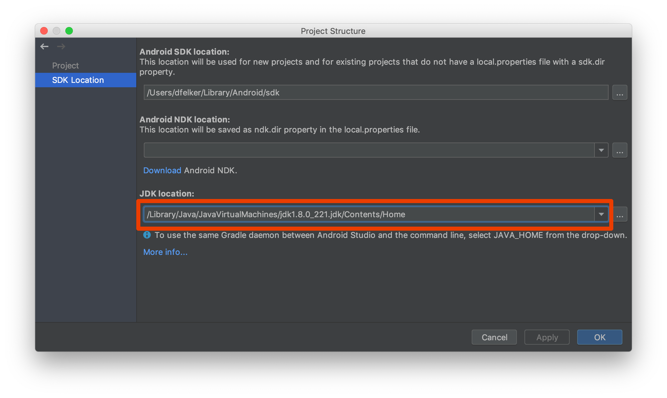 Android Studio SDK Location