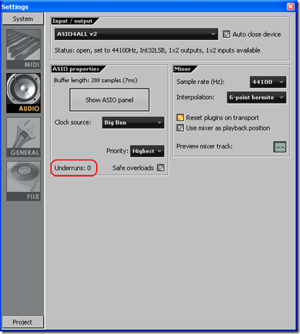 fl studio audio settings buffer length